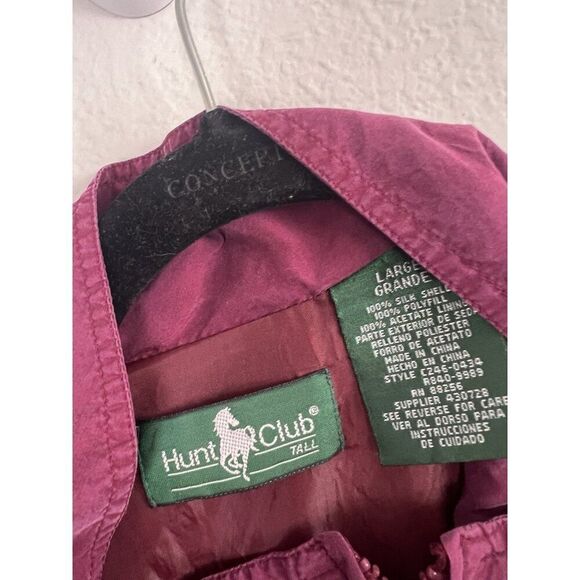 Hunt Club Womens Large Vintage Magenta Pink Silk Quilted Chore Jacket Zip Up - Picture 3 of 11